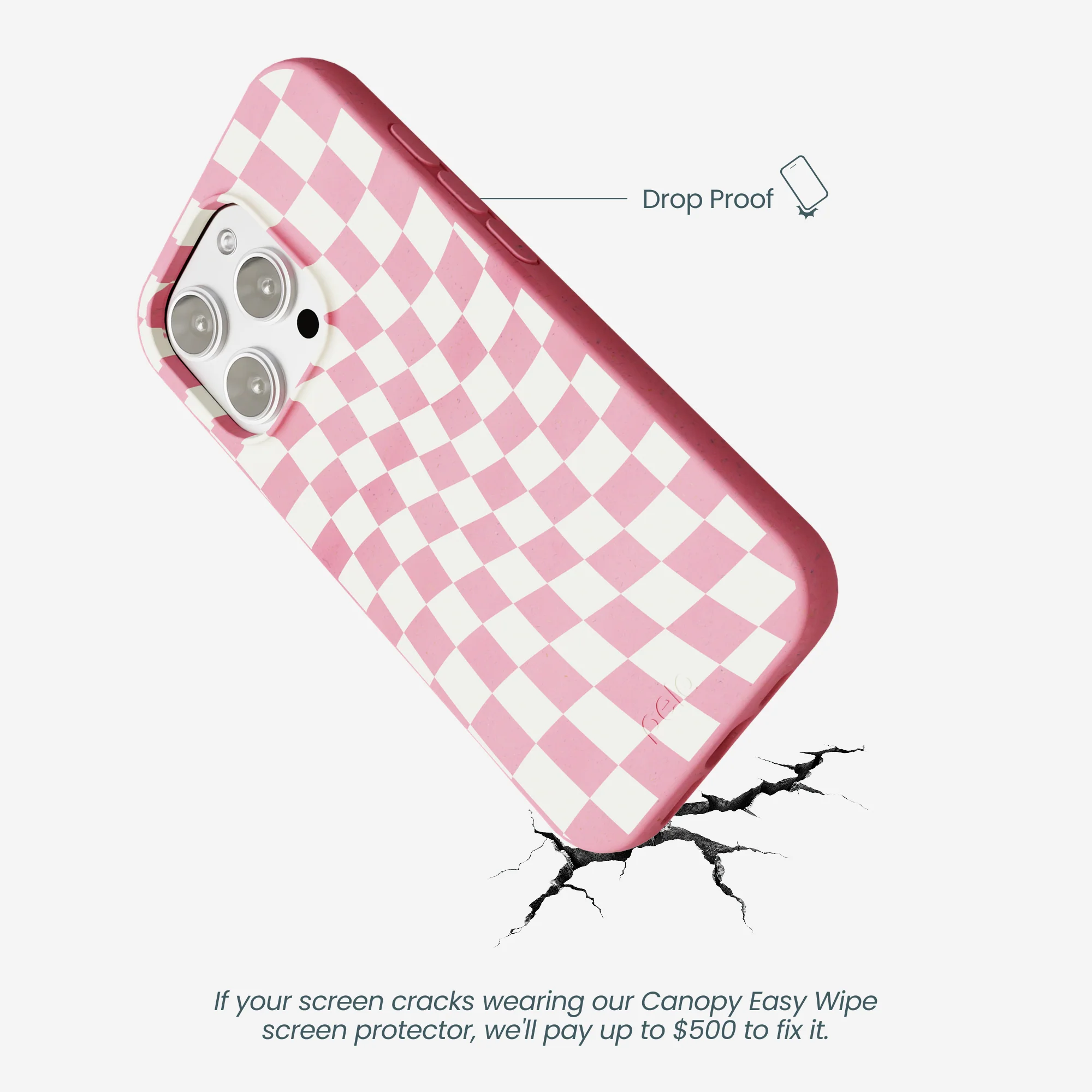 Bubblegum Pink Warped Checkers iPhone 16 Pro Max Case - Image 5