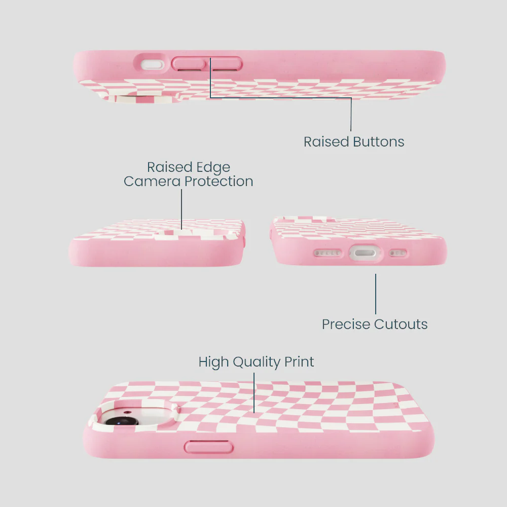 Bubblegum Pink Warped Checkers iPhone 16e/17e Case - Image 3
