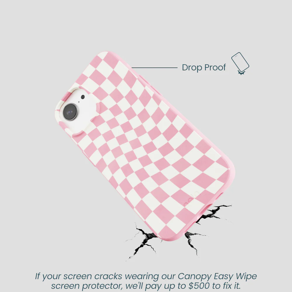 Bubblegum Pink Warped Checkers iPhone 16e/17e Case - Image 5