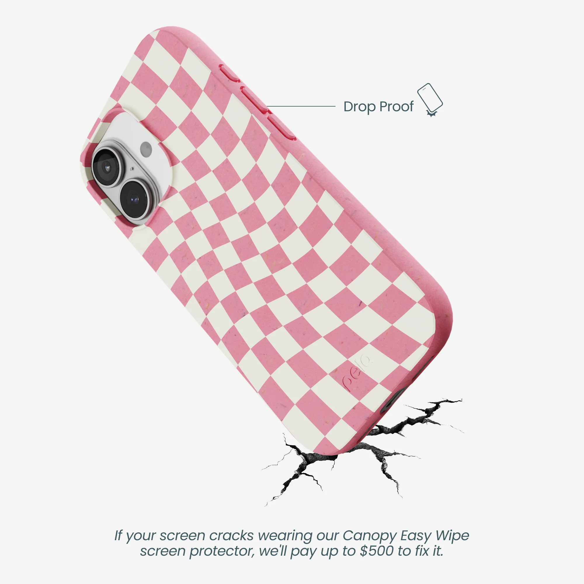 Bubblegum Pink Warped Checkers iPhone 17 Case - Image 5