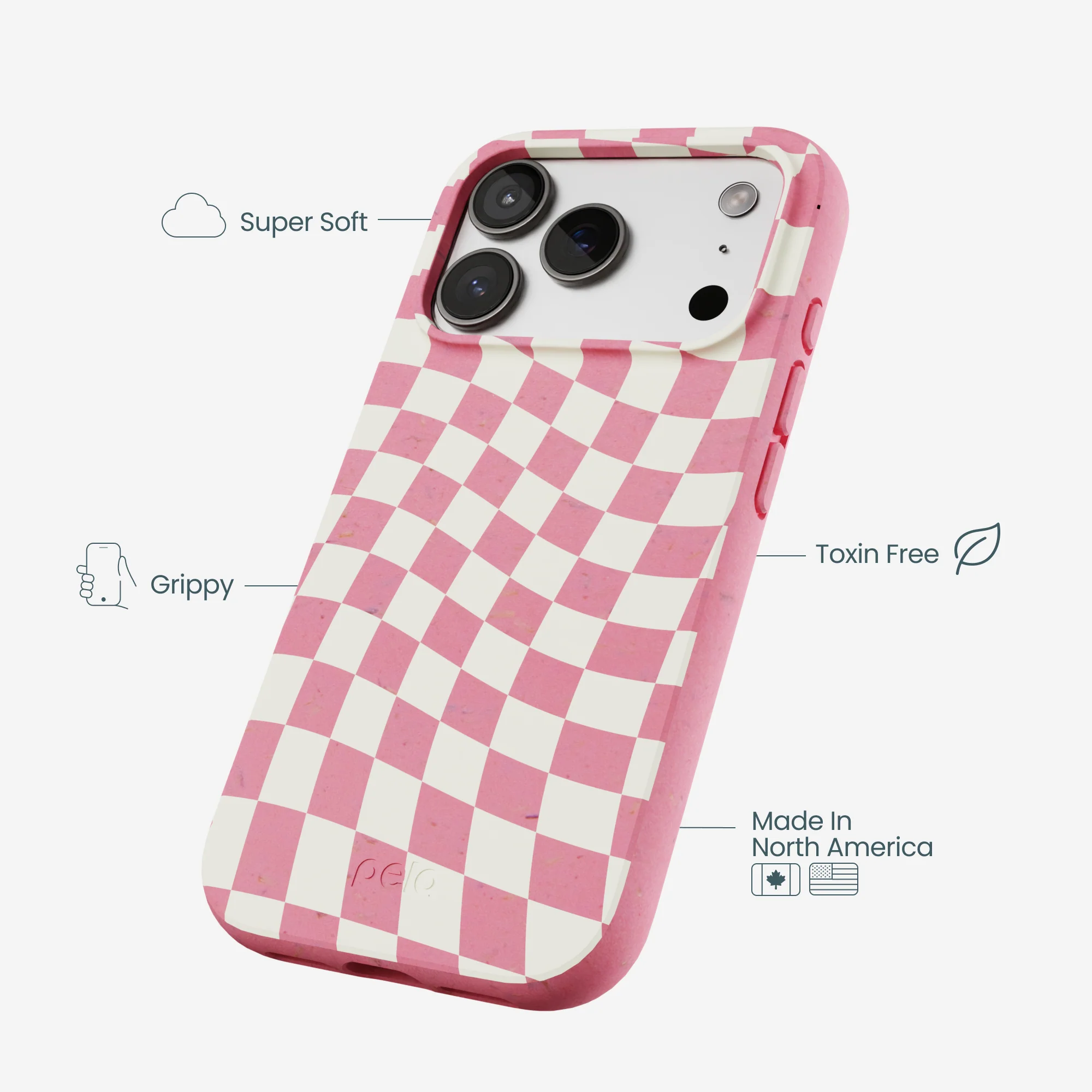 Bubblegum Pink Warped Checkers iPhone 17 Pro Case - Image 4