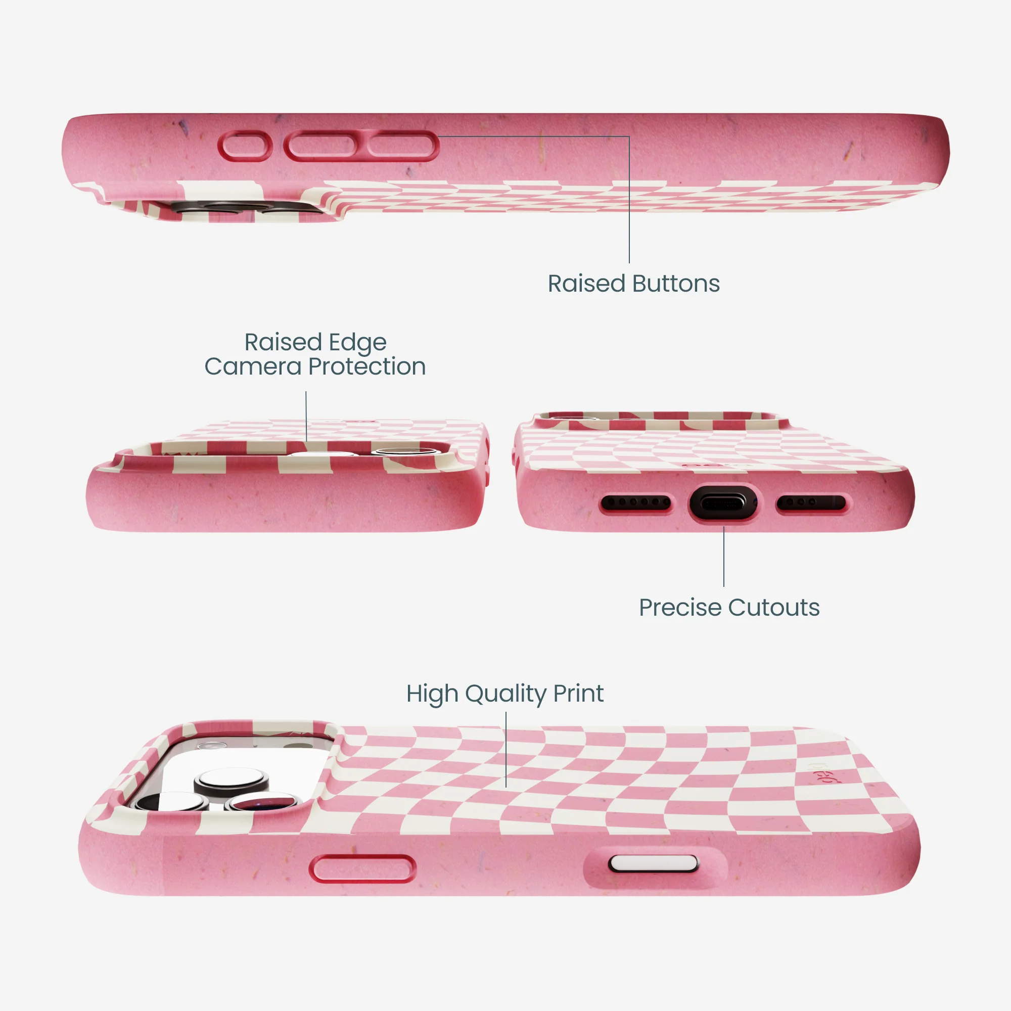 Bubblegum Pink Warped Checkers iPhone 17 Pro Max Case - Image 3