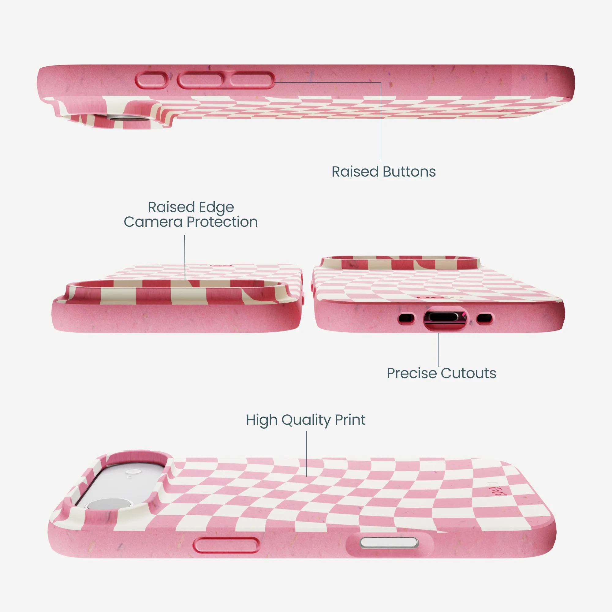 Bubblegum Pink Warped Checkers iPhone Air Case - Image 3