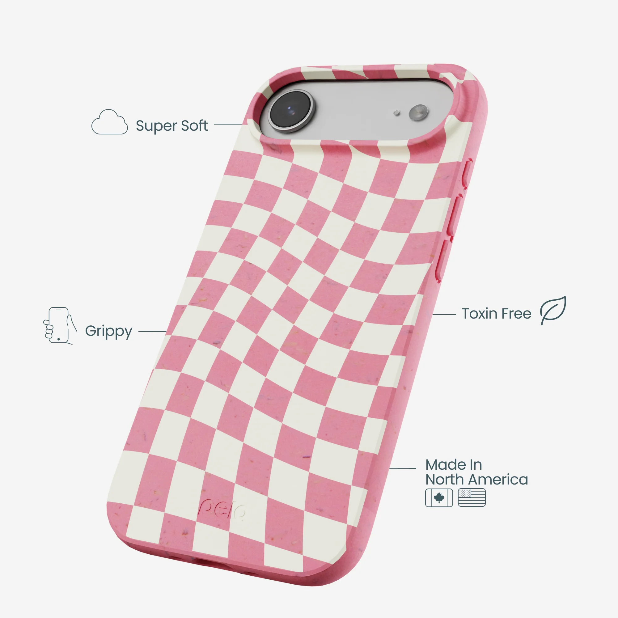 Bubblegum Pink Warped Checkers iPhone Air Case - Image 4