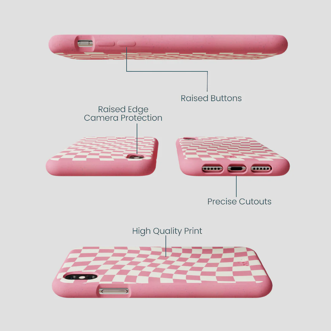 Bubblegum Pink Warped Checkers iPhone XR Case - Image 2