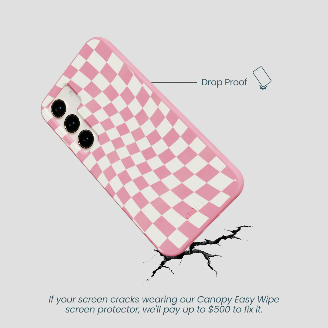 Bubblegum Pink Warped Checkers Samsung Galaxy S23 Case - Image 4