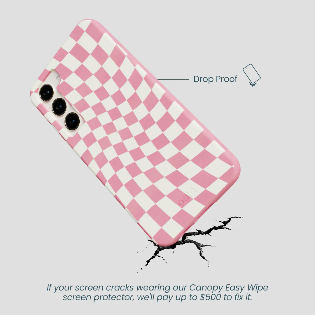 Bubblegum Pink Warped Checkers Samsung Galaxy S23+(Plus) Case - Image 4