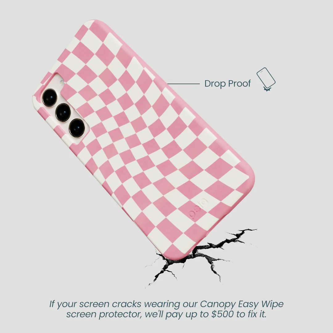 Bubblegum Pink Warped Checkers Samsung Galaxy S24+(Plus) Case - Image 4
