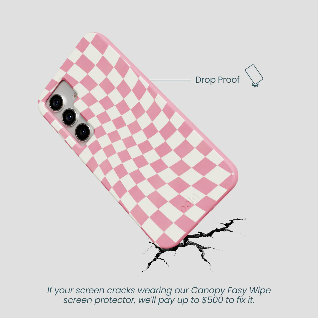 Bubblegum Pink Warped Checkers Samsung Galaxy S25 Case - Image 4