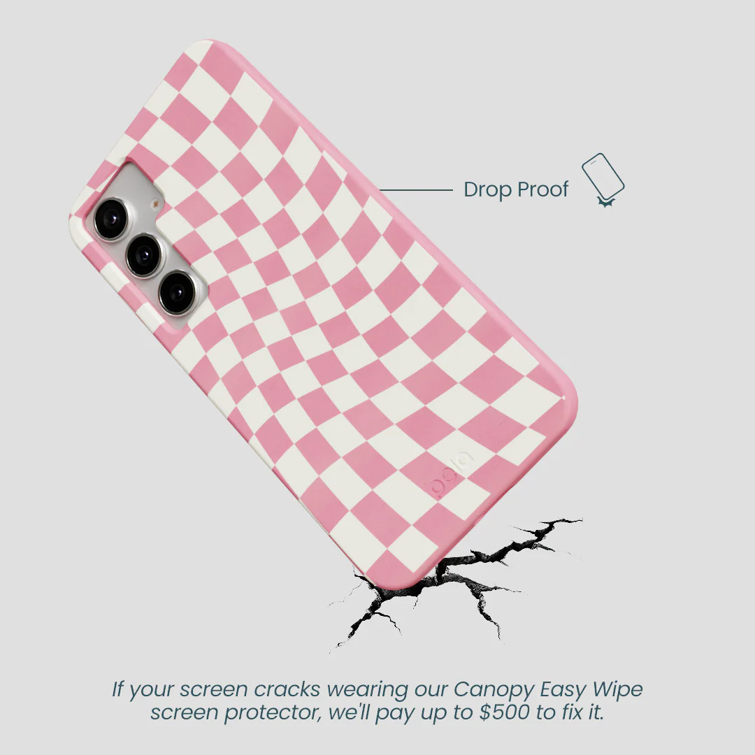 Bubblegum Pink Warped Checkers Samsung Galaxy S25+(Plus) Case - Image 4