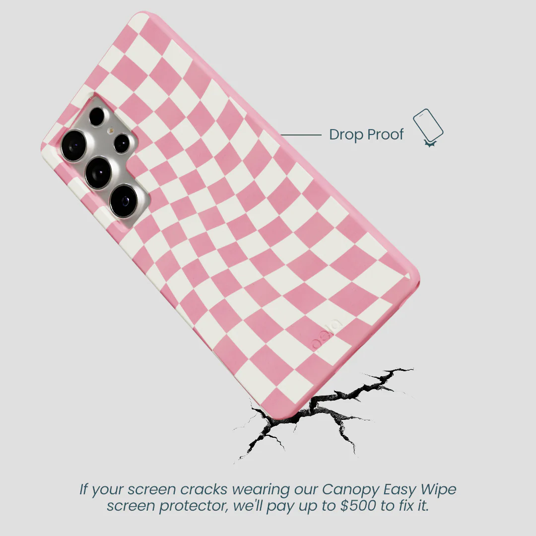 Bubblegum Pink Warped Checkers Samsung Galaxy S25 Ultra Case - Image 4