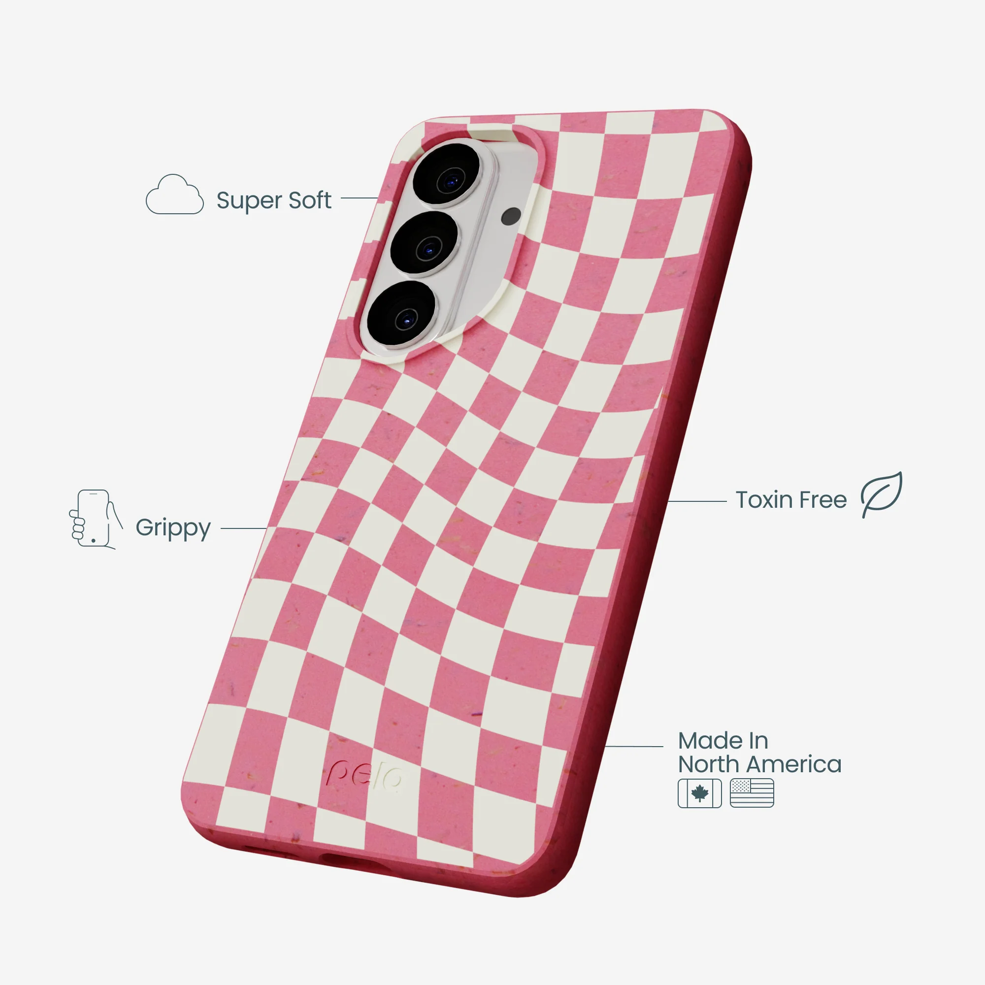Bubblegum Pink Warped Checkers Samsung Galaxy S26 Case - Image 3