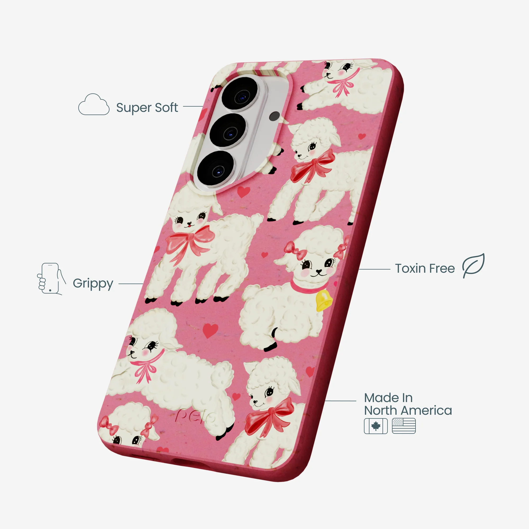 Bubblegum Pink Wool You Be Mine Samsung Galaxy S26 Case - Image 4