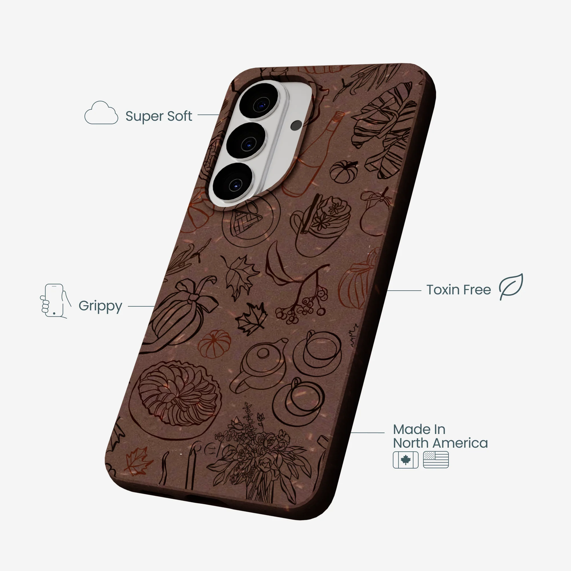 Chocolate Brown Autumn Sweets Samsung Galaxy S26 Case - Image 4