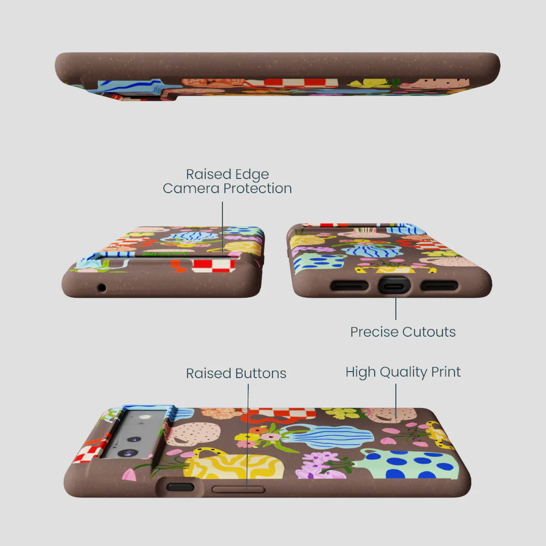 Chocolate Brown Bloom Ceramics Google Pixel 6a Case - Image 2