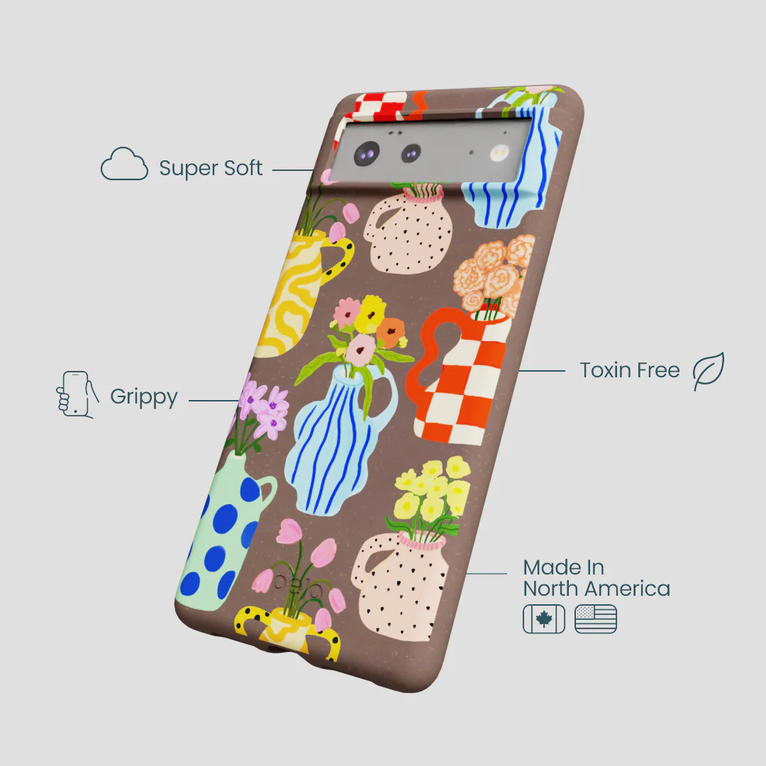 Chocolate Brown Bloom Ceramics Google Pixel 6a Case - Image 3