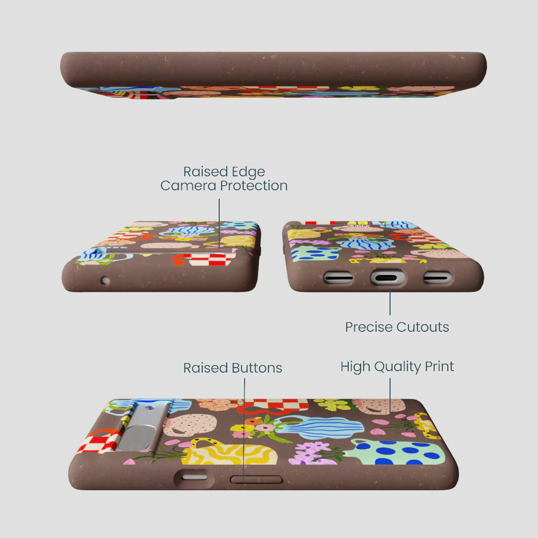 Chocolate Brown Bloom Ceramics Google Pixel 7 Case - Image 2