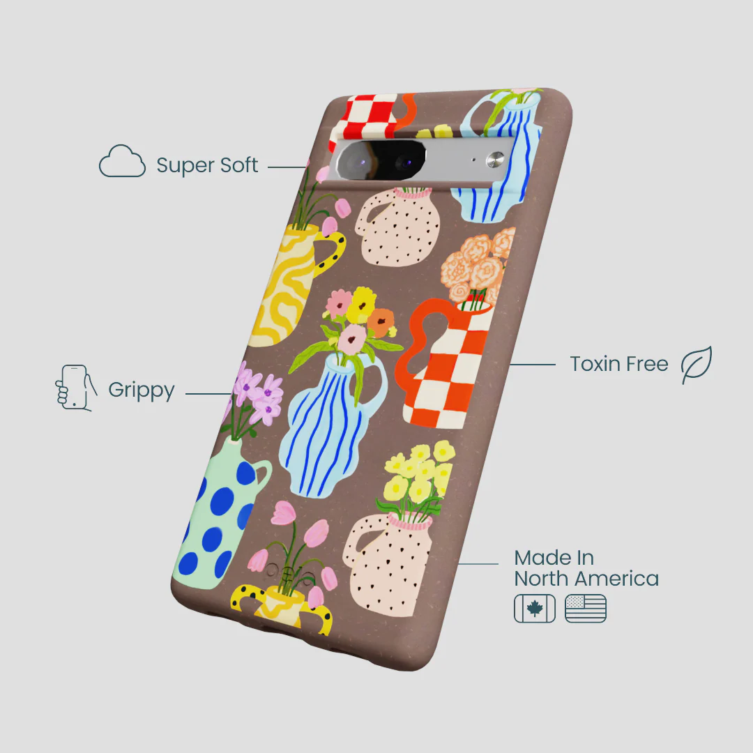 Chocolate Brown Bloom Ceramics Google Pixel 7 Case - Image 3