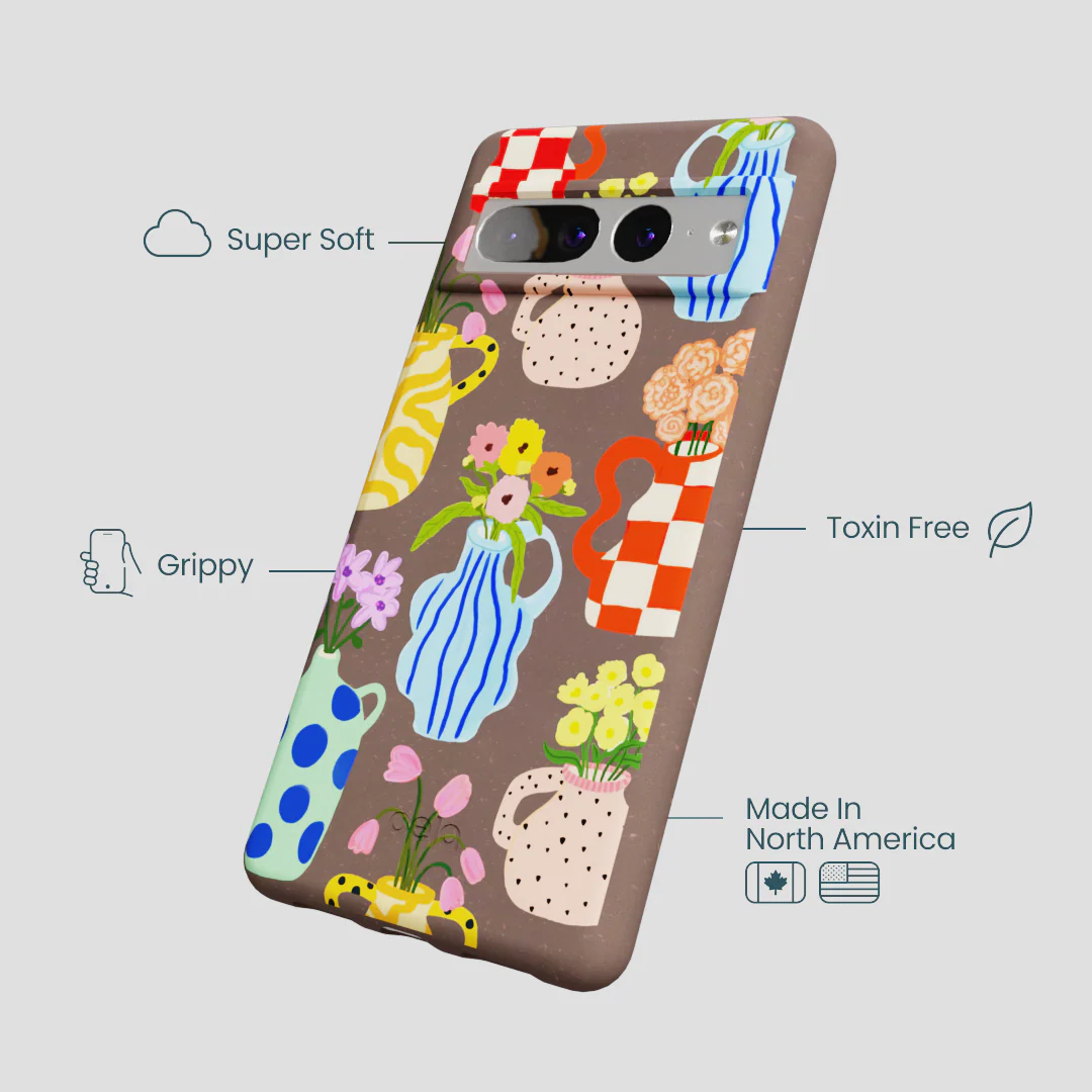 Chocolate Brown Bloom Ceramics Google Pixel 7 Pro Case - Image 3
