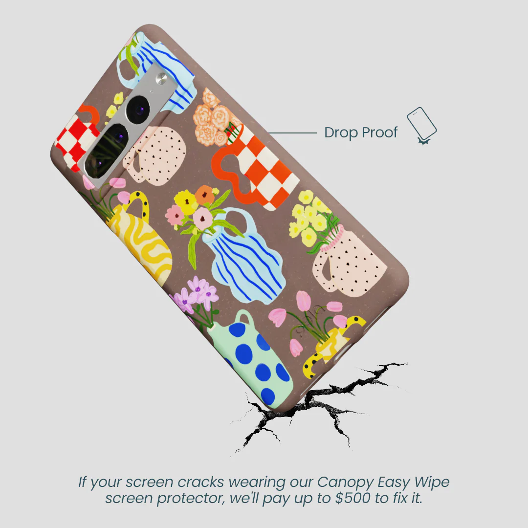 Chocolate Brown Bloom Ceramics Google Pixel 7 Pro Case - Image 4