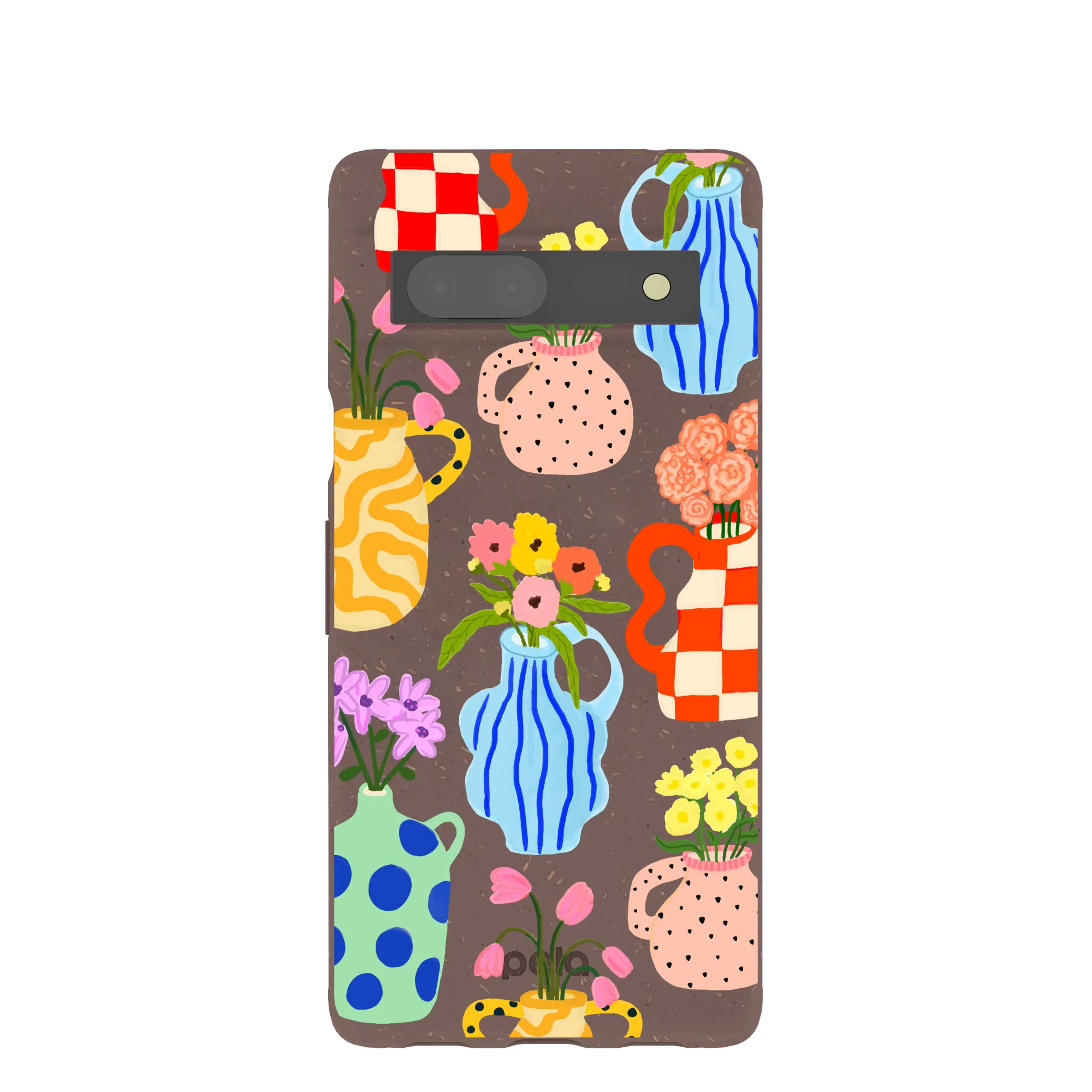 Chocolate Brown Bloom Ceramics Google Pixel 7a Case