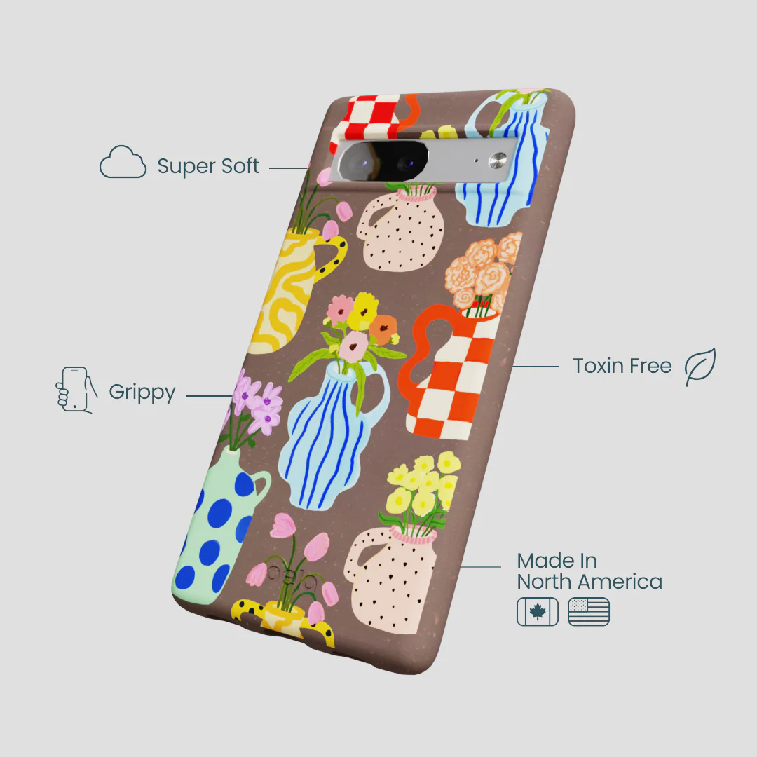 Chocolate Brown Bloom Ceramics Google Pixel 7a Case - Image 3