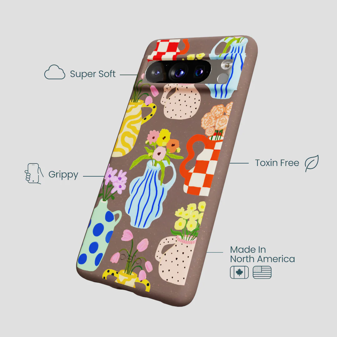 Chocolate Brown Bloom Ceramics Google Pixel 8 Pro Case - Image 3
