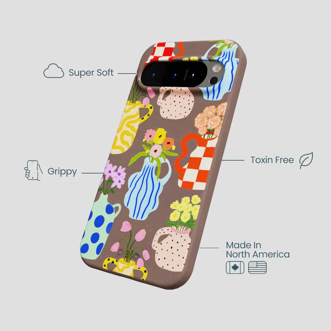Chocolate Brown Bloom Ceramics Google Pixel 9/9 Pro Case - Image 3