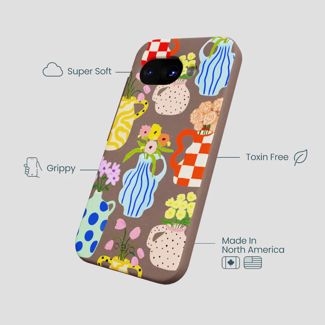Chocolate Brown Bloom Ceramics Google Pixel 9a Case - Image 3