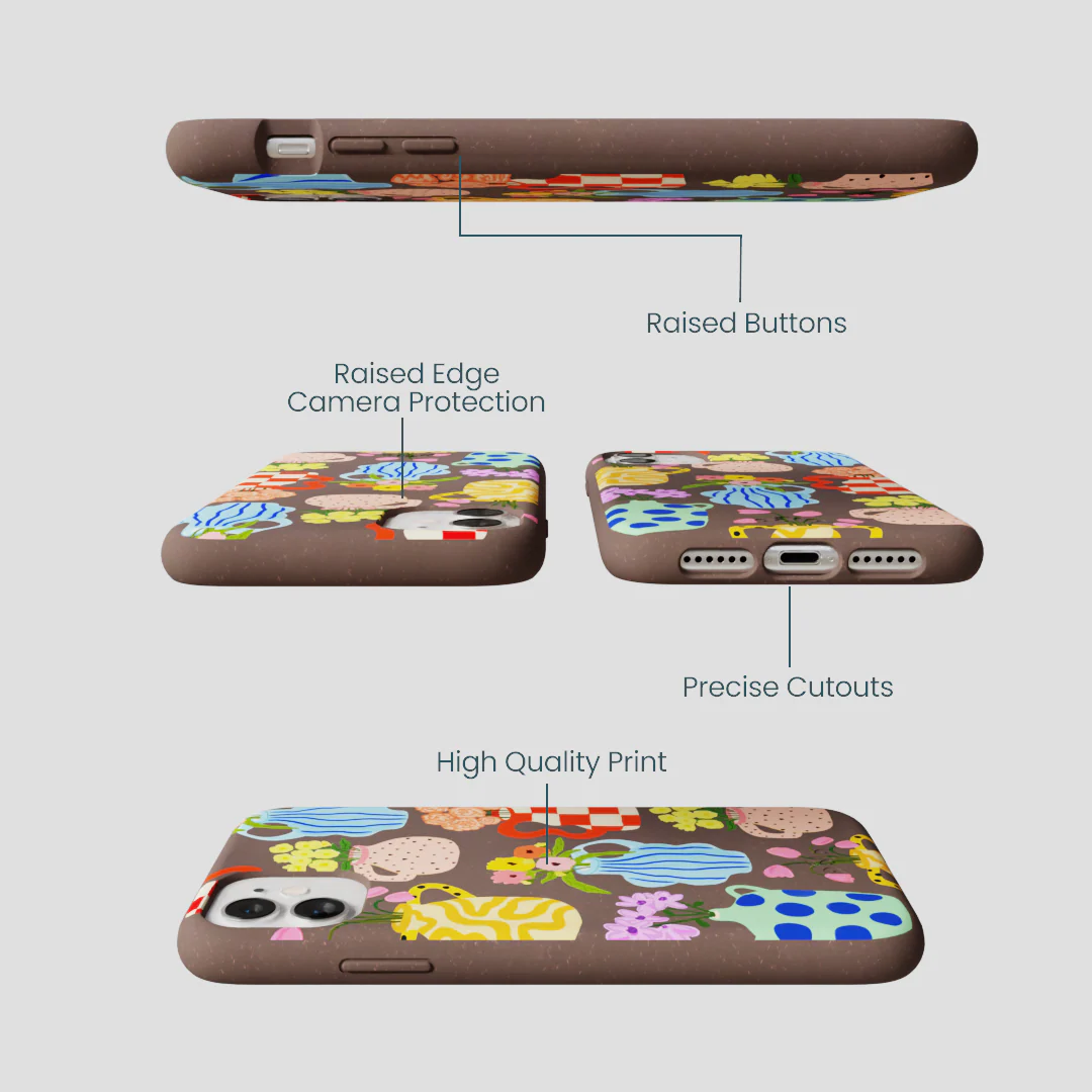Chocolate Brown Bloom Ceramics iPhone 11 Case - Image 3
