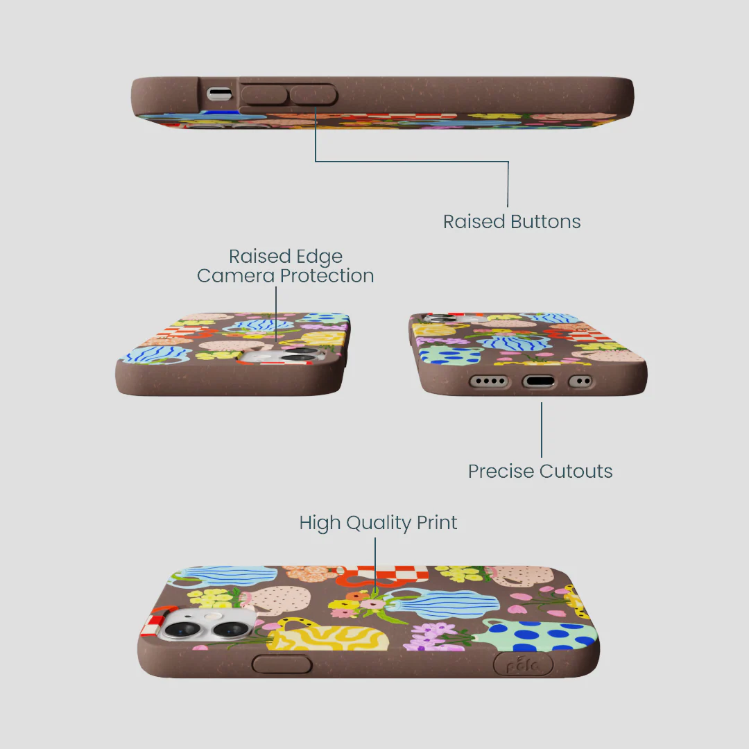 Chocolate Brown Bloom Ceramics iPhone 12 Mini Case - Image 3