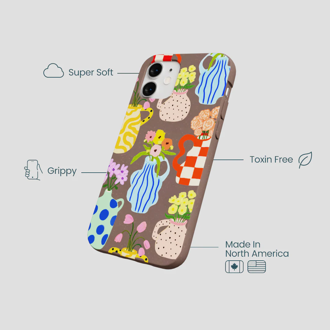Chocolate Brown Bloom Ceramics iPhone 12 Mini Case - Image 4