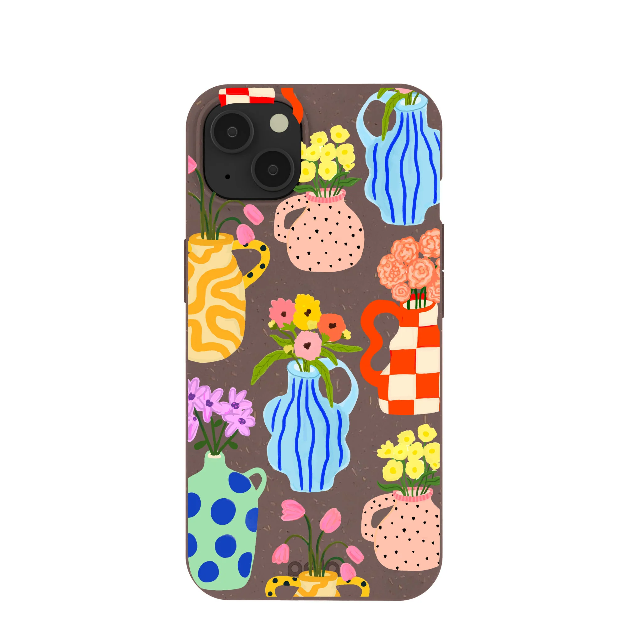 Chocolate Brown Bloom Ceramics iPhone 13 Case