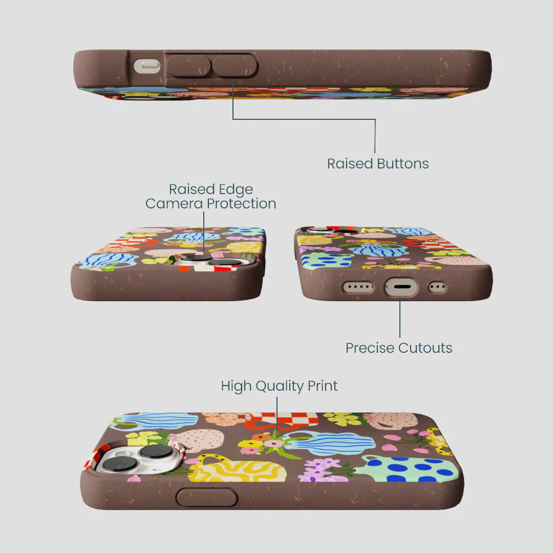 Chocolate Brown Bloom Ceramics iPhone 13 Case - Image 3