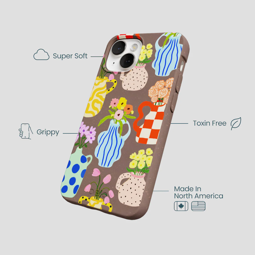 Chocolate Brown Bloom Ceramics iPhone 13 Case - Image 4