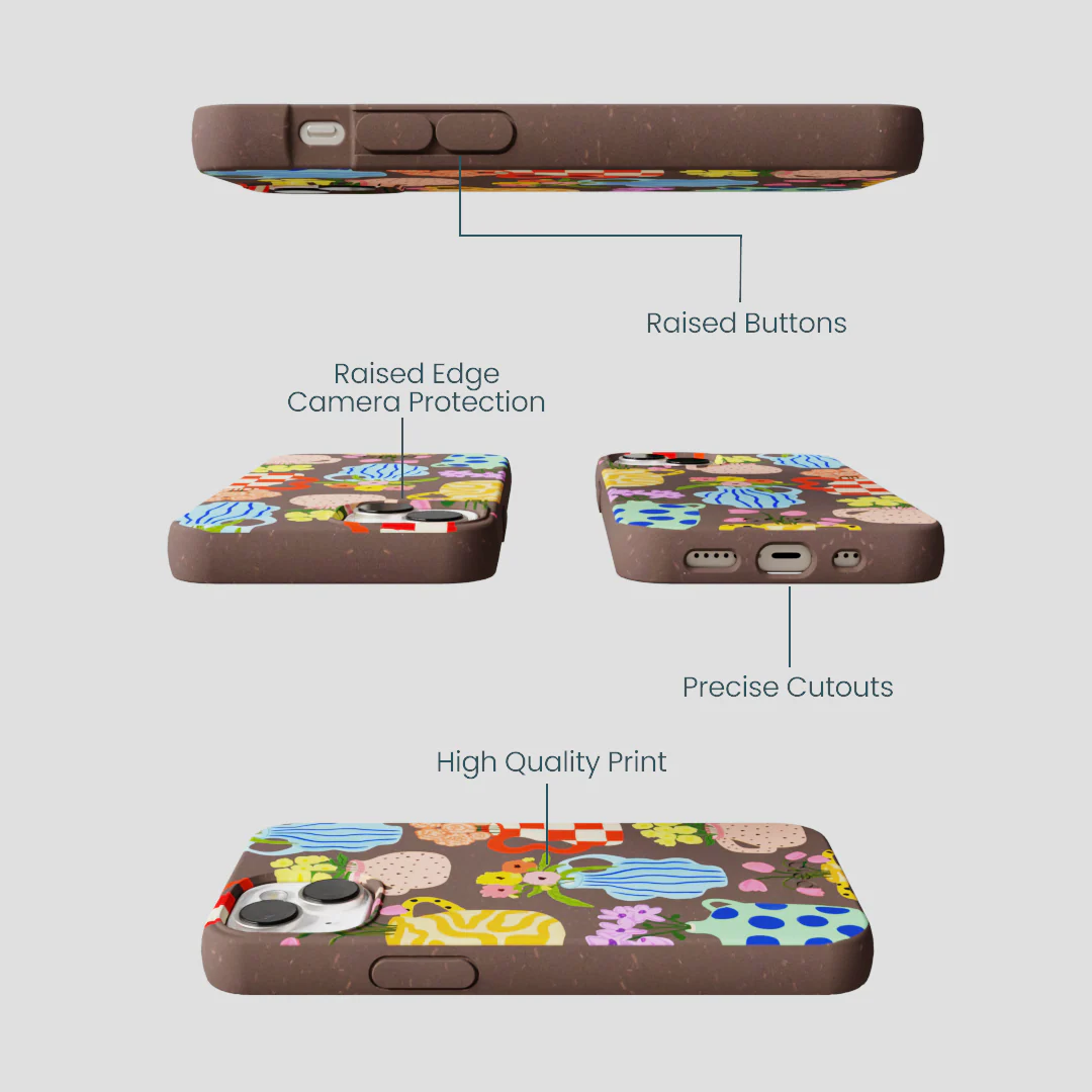 Chocolate Brown Bloom Ceramics iPhone 13 Mini Case - Image 3