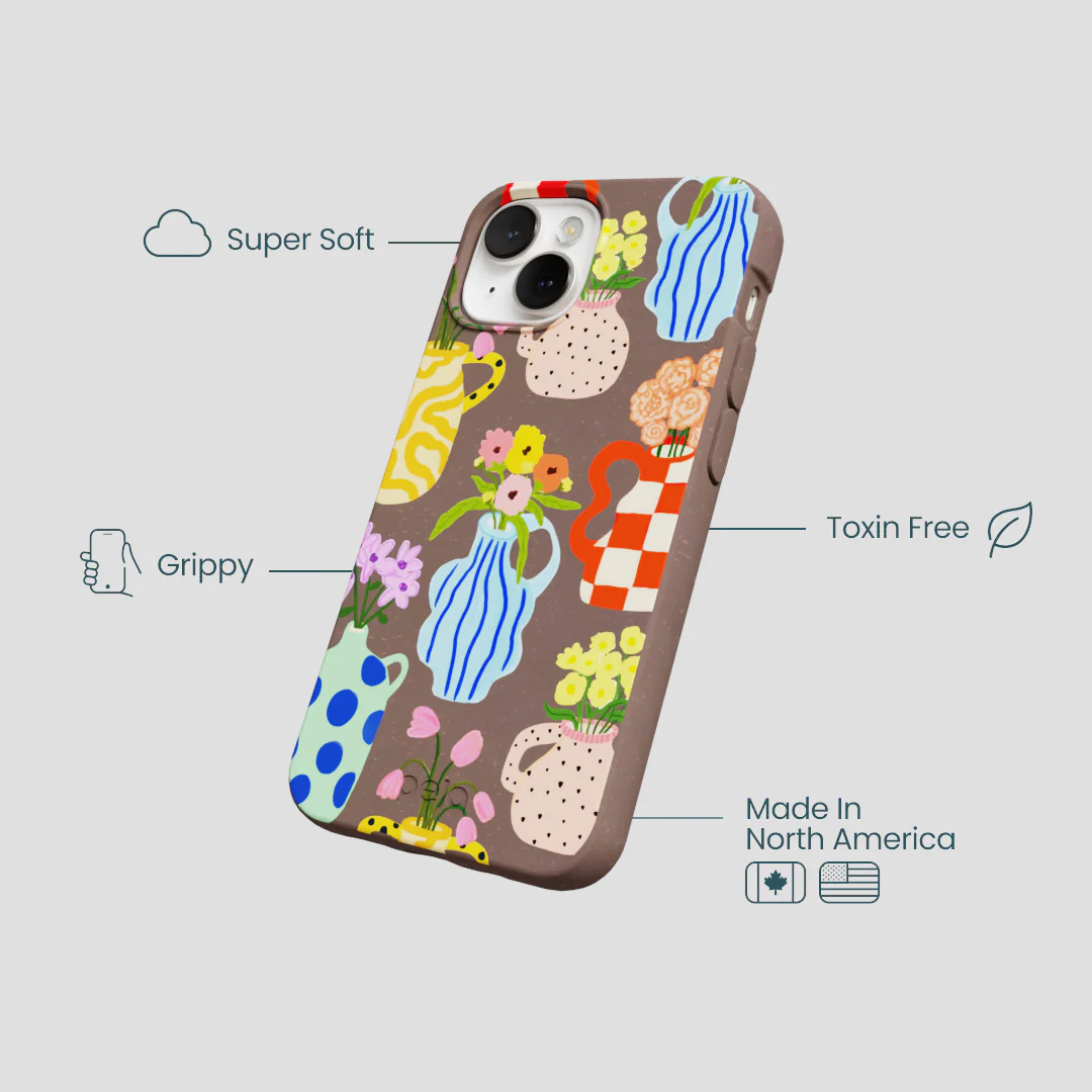Chocolate Brown Bloom Ceramics iPhone 13 Mini Case - Image 4
