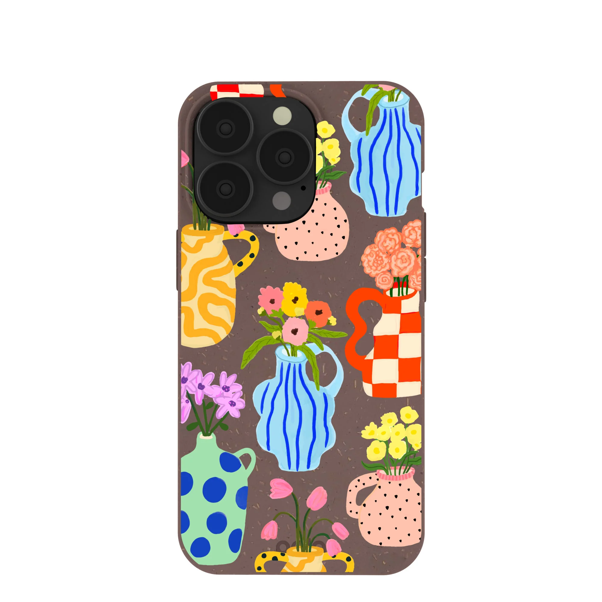 Chocolate Brown Bloom Ceramics iPhone 13 Pro Case