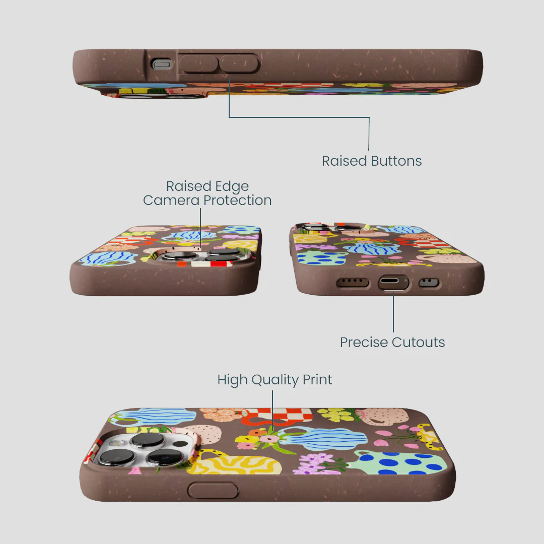 Chocolate Brown Bloom Ceramics iPhone 13 Pro Case - Image 3