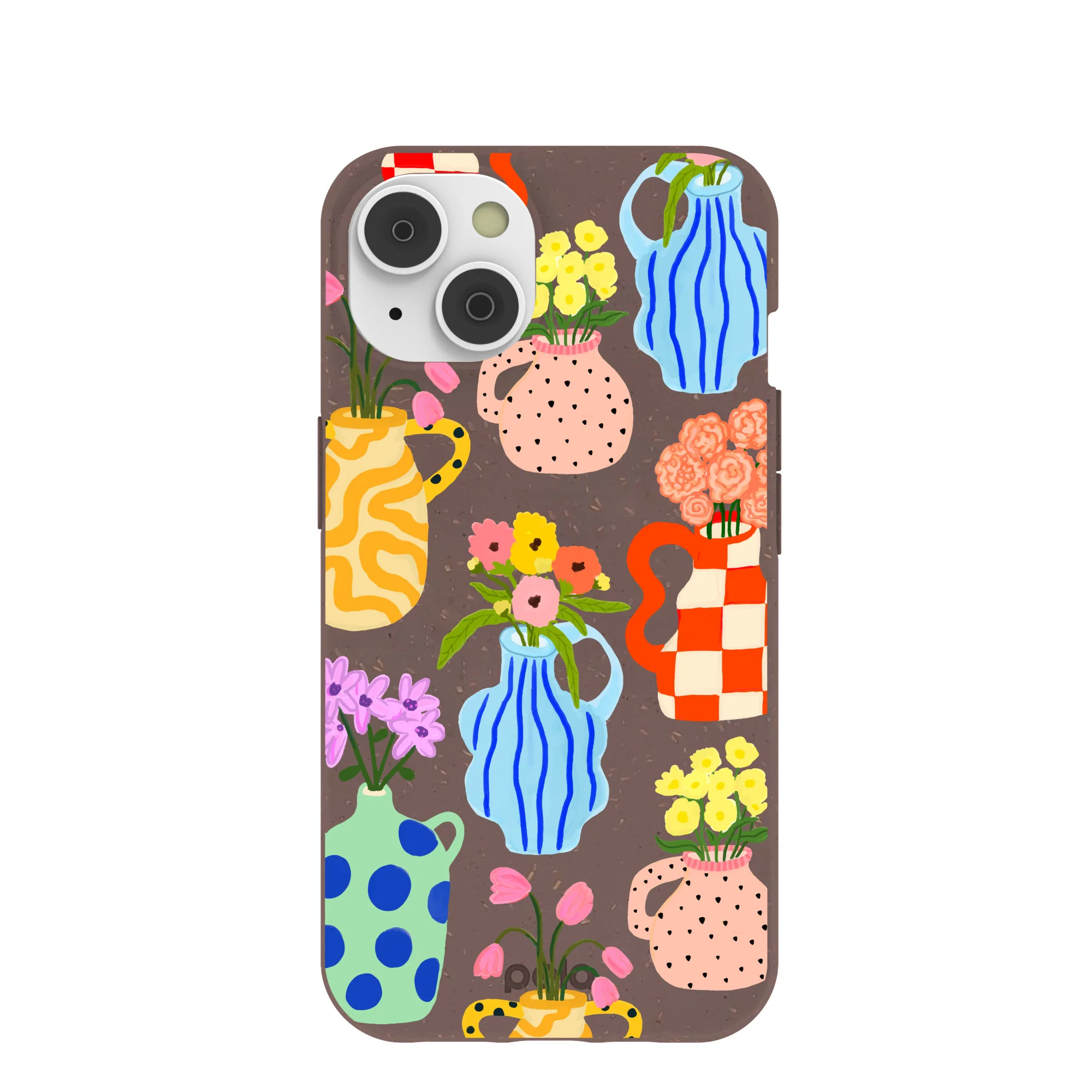 Chocolate Brown Bloom Ceramics iPhone 14 Case