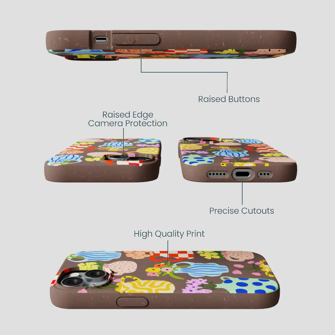 Chocolate Brown Bloom Ceramics iPhone 14 Case - Image 3