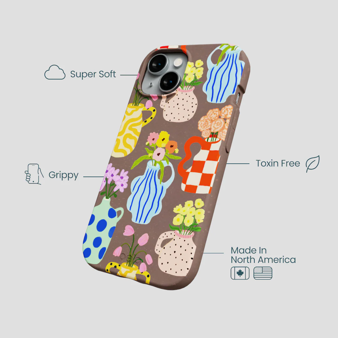 Chocolate Brown Bloom Ceramics iPhone 14 Case - Image 4