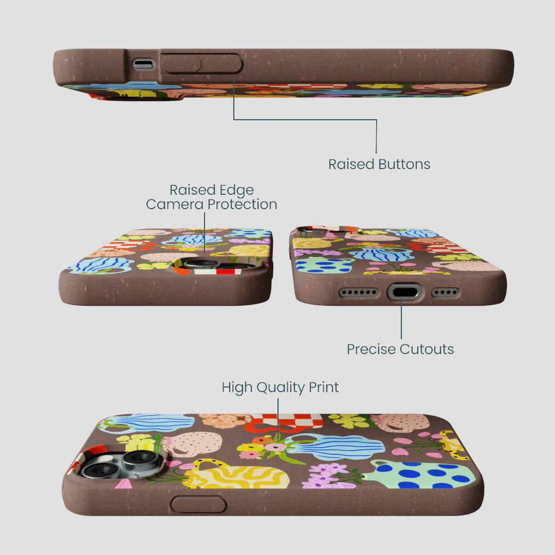 Chocolate Brown Bloom Ceramics iPhone 14 Plus Case - Image 3