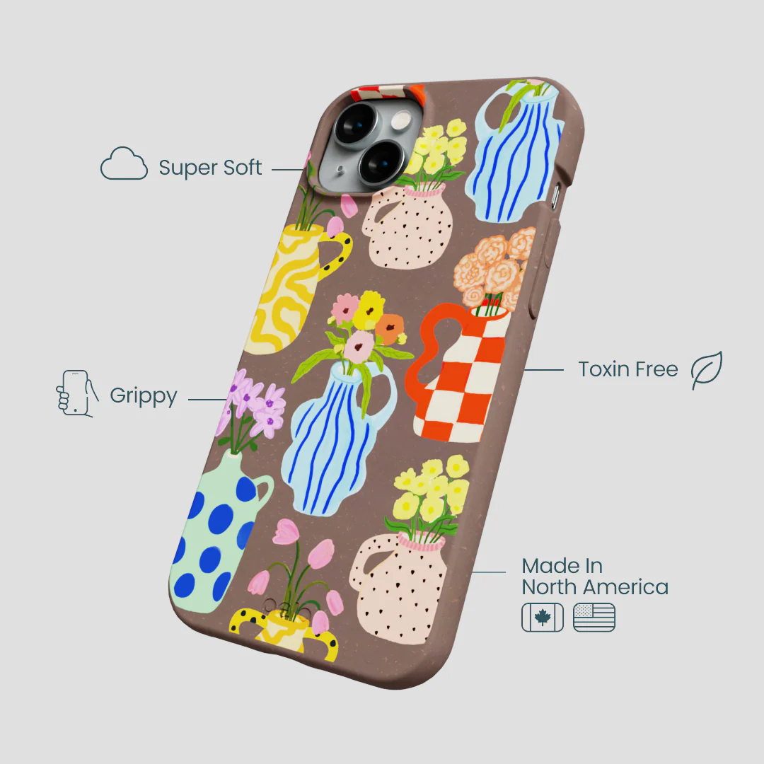 Chocolate Brown Bloom Ceramics iPhone 14 Plus Case - Image 4