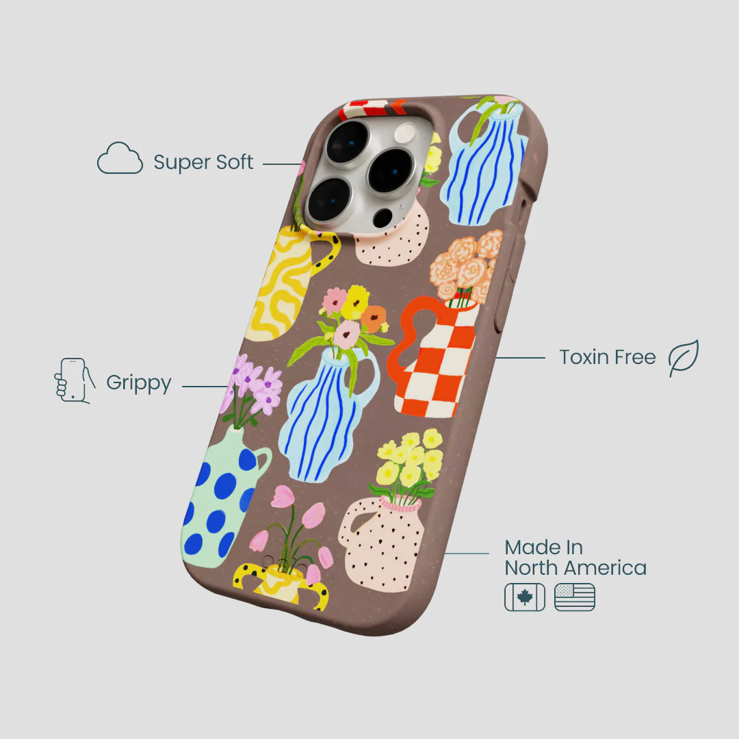 Chocolate Brown Bloom Ceramics iPhone 14 Pro Case - Image 4