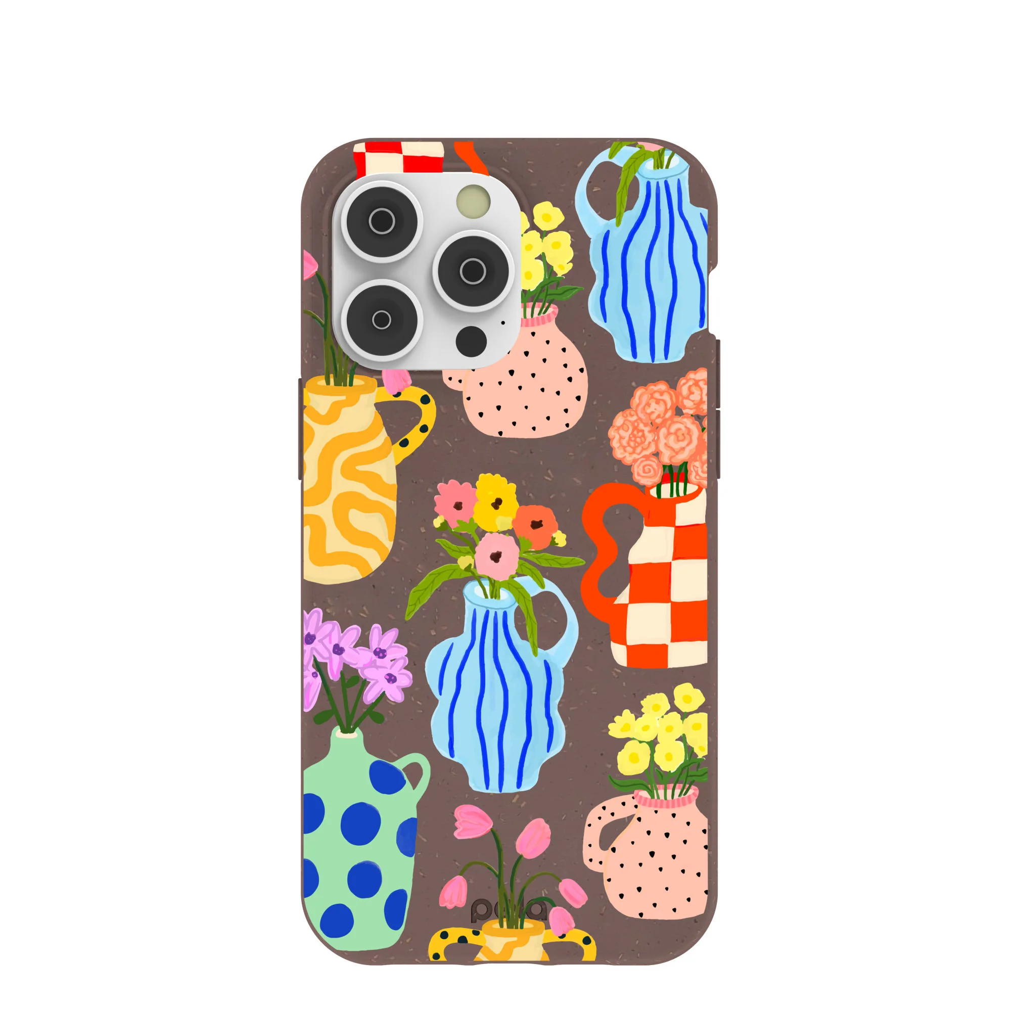 Chocolate Brown Bloom Ceramics iPhone 14 Pro Max Case