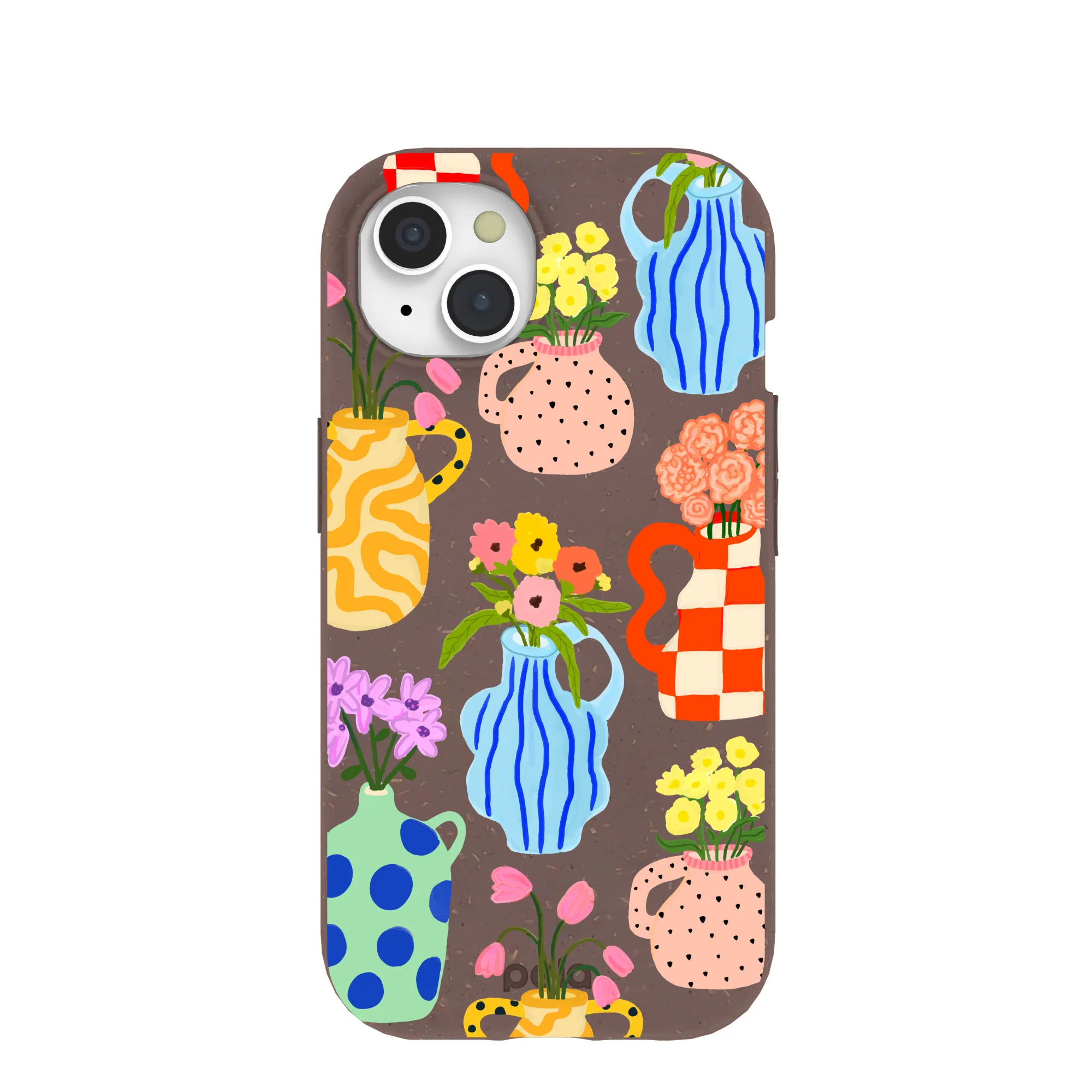 Chocolate Brown Bloom Ceramics iPhone 15 Case