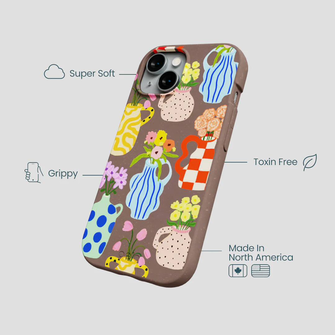 Chocolate Brown Bloom Ceramics iPhone 15 Case - Image 4