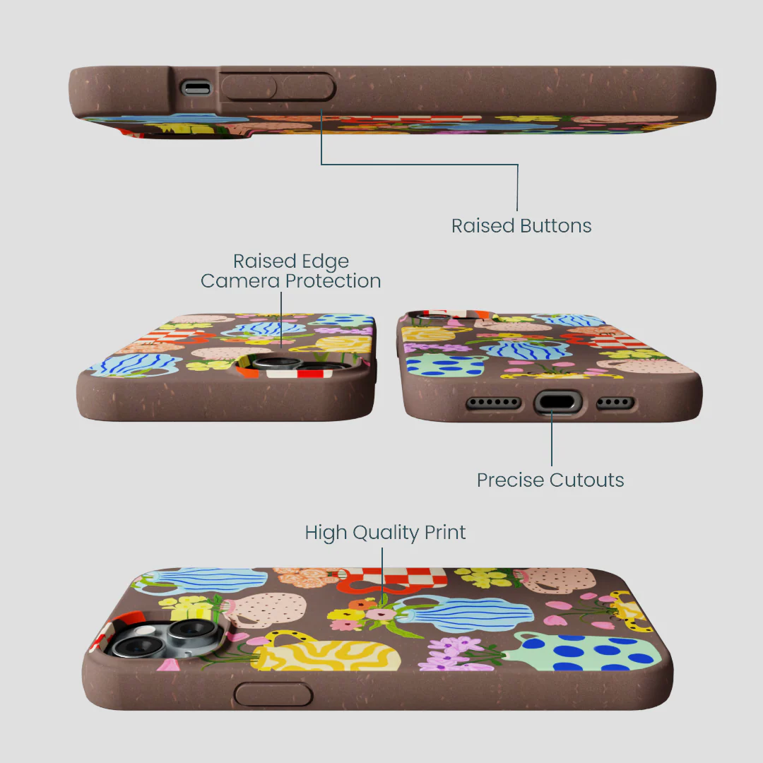 Chocolate Brown Bloom Ceramics iPhone 15 Plus Case - Image 3