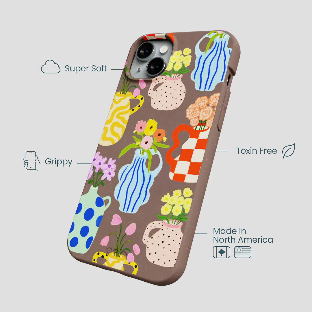 Chocolate Brown Bloom Ceramics iPhone 15 Plus Case - Image 4